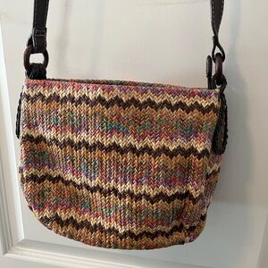 FOSSIL Purse Multi-Color Woven Straw Chevron Pattern